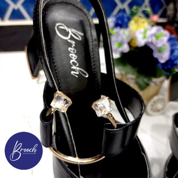 KB-1355 Black with Stone Ring Beautiful Design & 2 Inch Heel. - Image 3