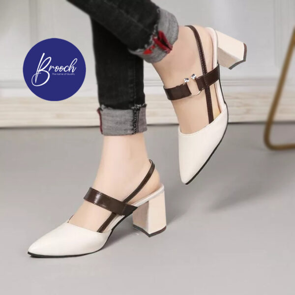 CR-999 Cream with Stone Ring Beautiful Design & 2 Inch Heel. - Image 3