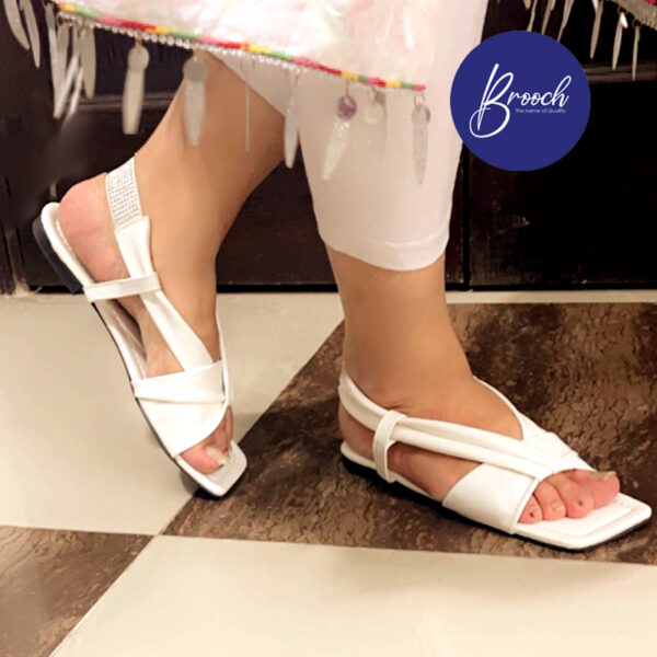 WF-789 White Flat Slippers Twisted Design - Image 2