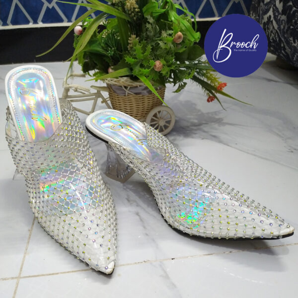 WGB-801 White Grid with Rainbow beads 3 Inch Heel - Image 2